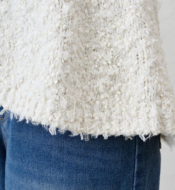  「ポンポンループ編みニット」|パーカー|