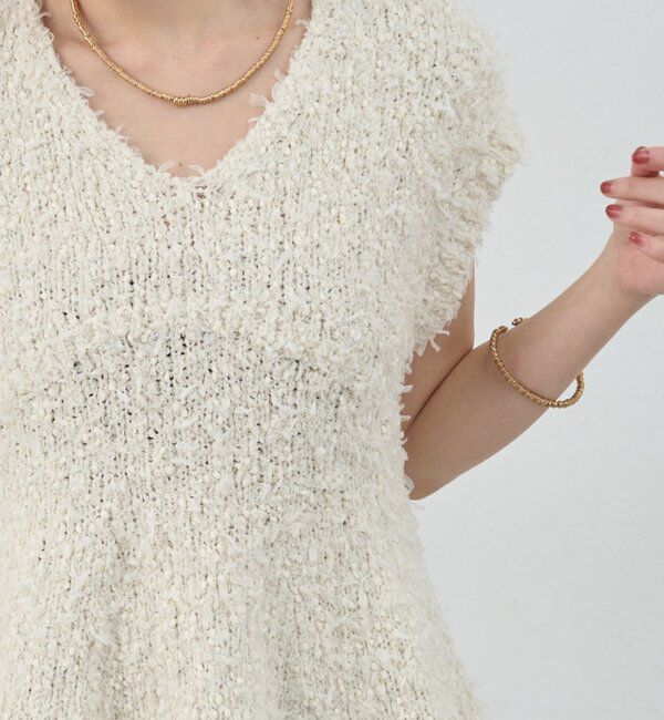  「ポンポンループ編みニット」|パーカー|