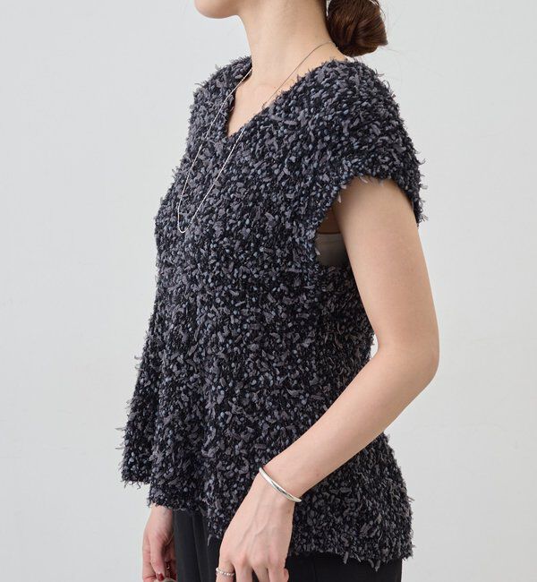  「ポンポンループ編みニット」|パーカー|