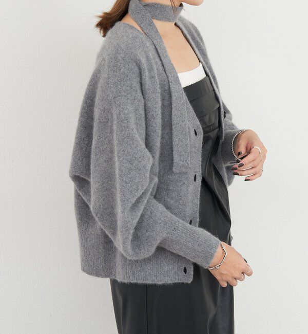  「ファーウールタイ付きカーディガン」|カーディガン|