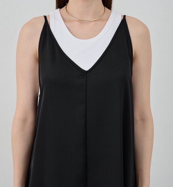  「《サイズ展開》Vネックサテンキャミワンピース」|ワンピース|