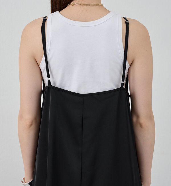  「《サイズ展開》Vネックサテンキャミワンピース」|ワンピース|