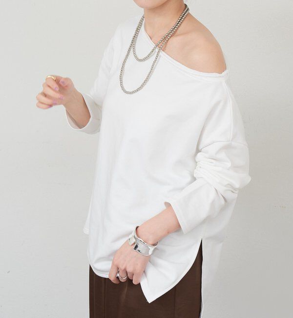  「サイドスリットオフショルスウェット」|Tシャツ・カットソー|