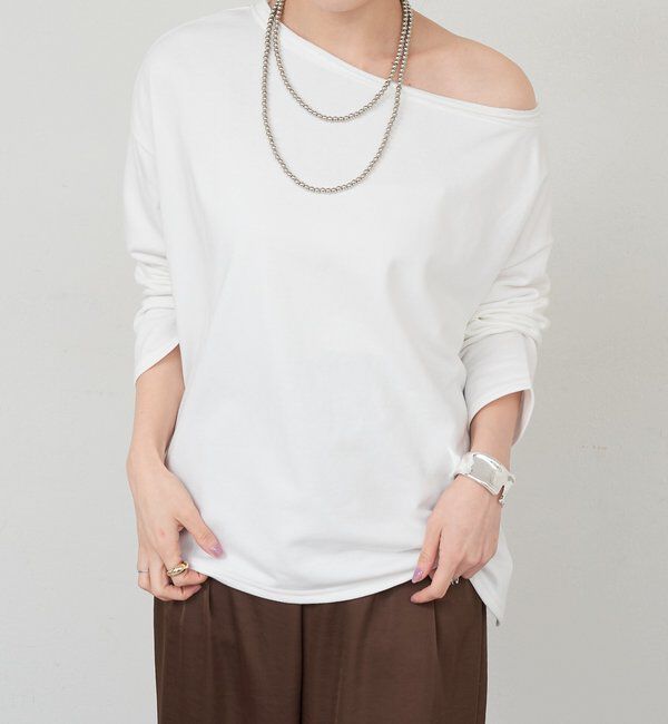  「サイドスリットオフショルスウェット」|Tシャツ・カットソー|