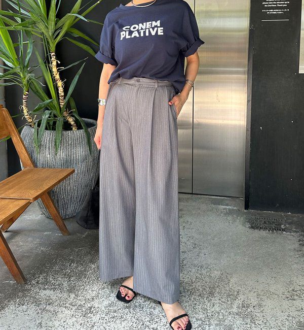  「ダブルタックストライプワイドパンツ」|チノ|