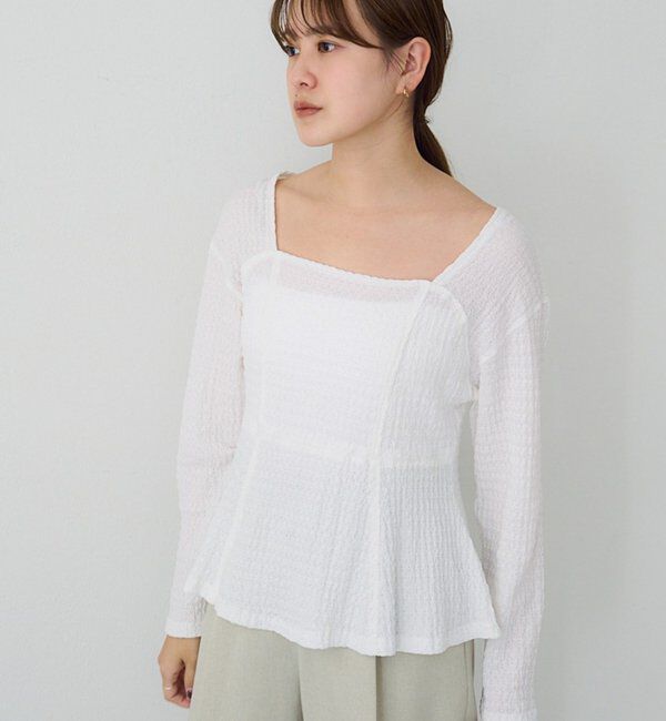  「スクエアネックペプラムカットソー」|Tシャツ・カットソー|オフホワイト