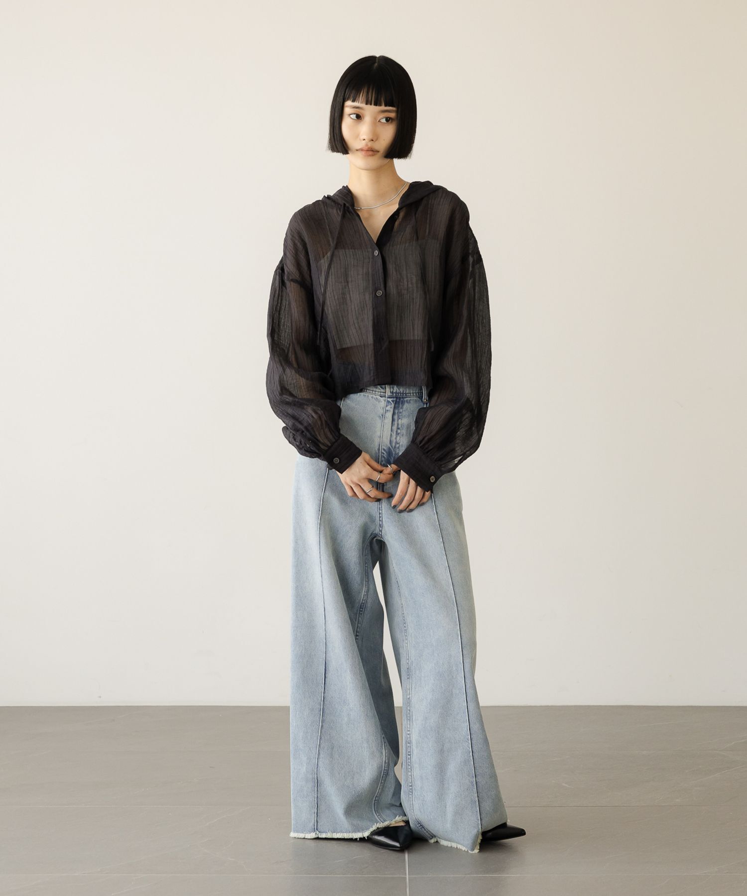 LOWRYS FARM「ハイウエストバギーデニム」|デニム|