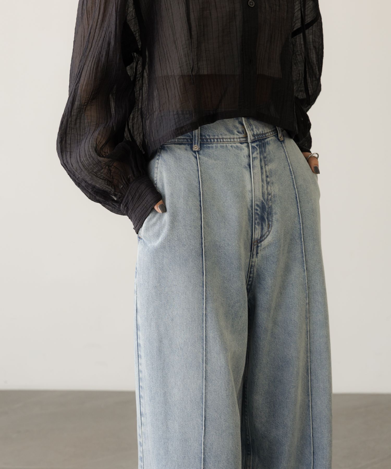 LOWRYS FARM「ハイウエストバギーデニム」|デニム|