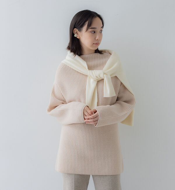 collex「オフネックリブニットチュニック」|ニット・セーター|