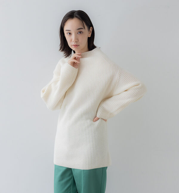 collex「オフネックリブニットチュニック」|ニット・セーター|