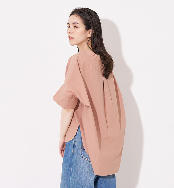 collex「オフスタンドカラーコットンブラウス」|シャツ・ブラウス|スモークピンク