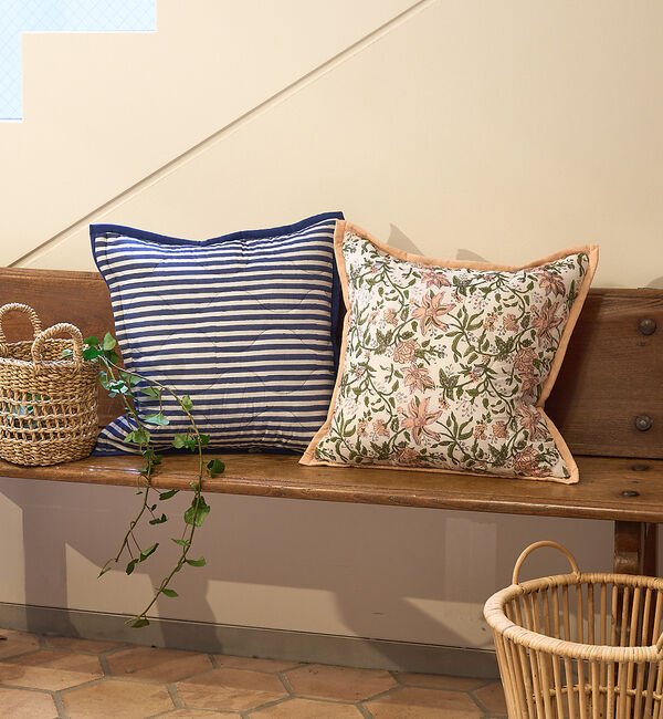 collex「ブロックプリント キルトクッションカバー 45&times;45」|その他|