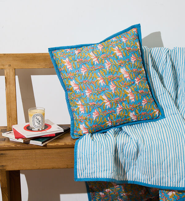 collex「ブロックプリント キルトクッションカバー 45&times;45」|その他|