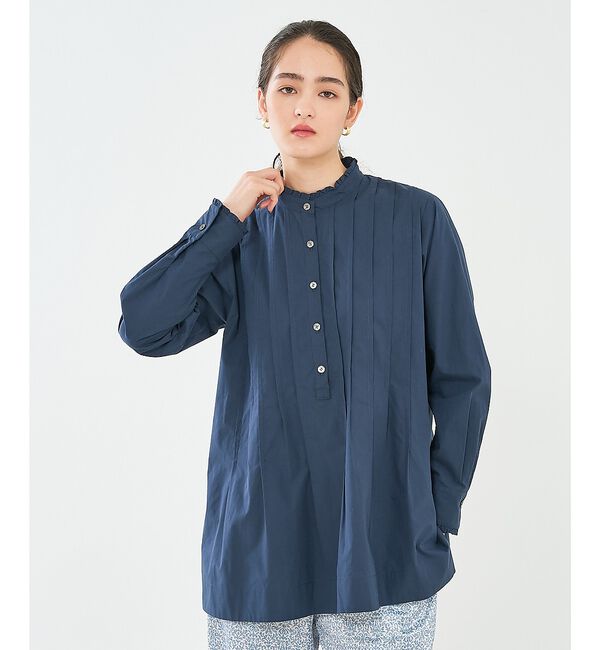 collex「タックフリルブラウス」|シャツ・ブラウス|ネイビー