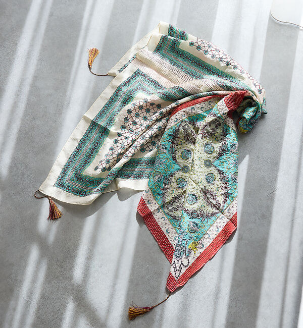 collex「刺し子シルク大判ストール」|マフラー|レッド系その他1