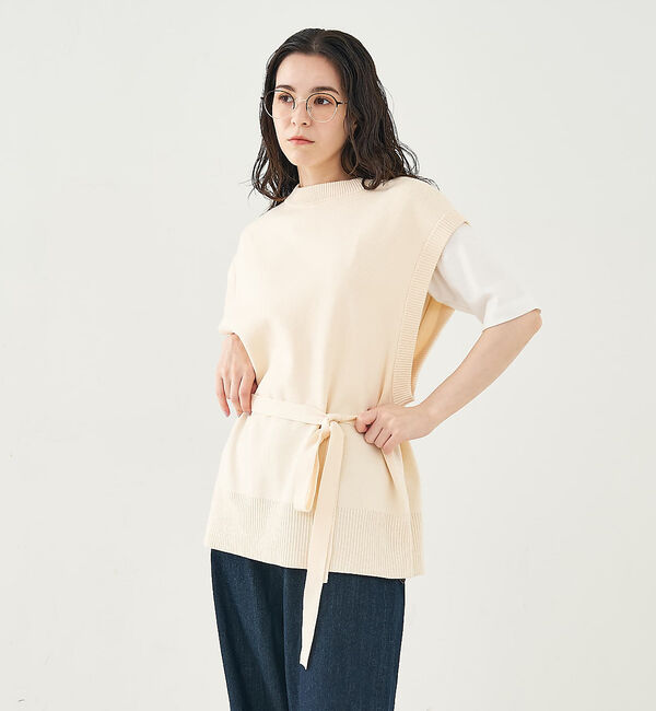 collex「ベルト付バックスリットニットベスト」|ベスト・ジレ|