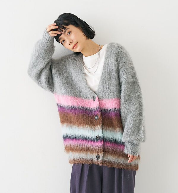 collex「ヘアリー畦編みカーディガン」|カーディガン|