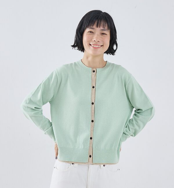 collex「バイカラーコンパクトカーディガン」|カーディガン|ライム