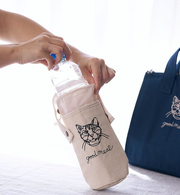 collex「【＋HAyU fabric】猫刺繍 ボトルケース 保冷・保温 レジャー」|食器・キッチングッズ|