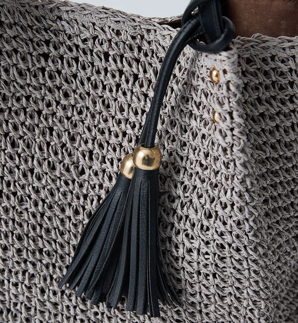 collex「【WEB限定】フリンジチャーム付きペーパートート【予約】」|かごバッグ|