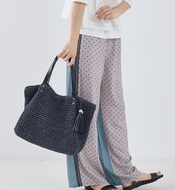 collex「【WEB限定】フリンジチャーム付きペーパートート【予約】」|かごバッグ|