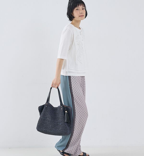 collex「【WEB限定】フリンジチャーム付きペーパートート【予約】」|かごバッグ|