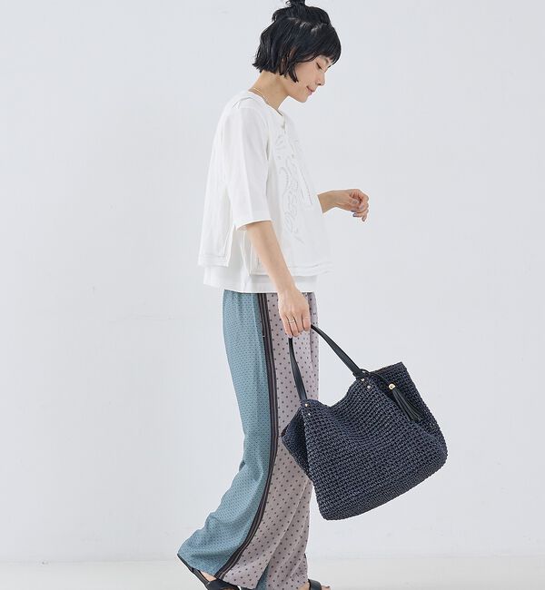 collex「【WEB限定】フリンジチャーム付きペーパートート【予約】」|かごバッグ|