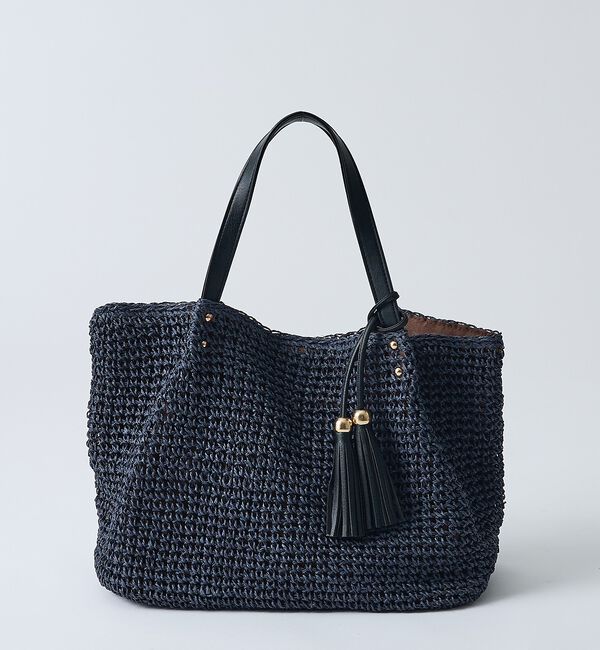 collex「【WEB限定】フリンジチャーム付きペーパートート【予約】」|かごバッグ|