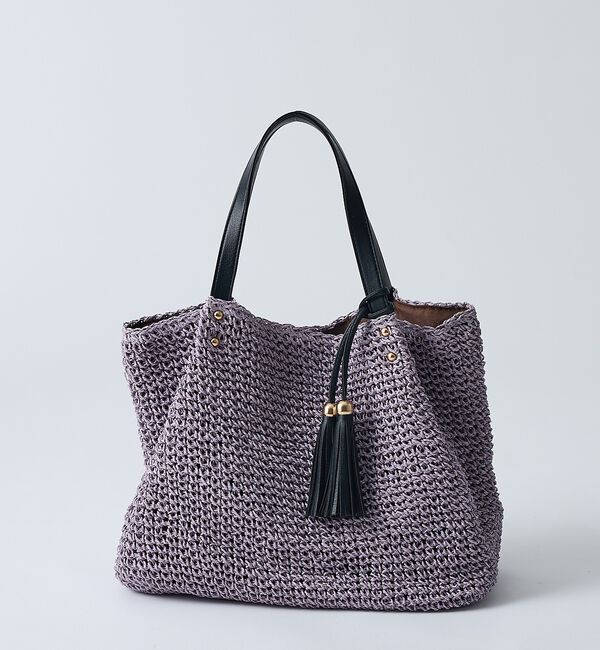 collex「【WEB限定】フリンジチャーム付きペーパートート【予約】」|かごバッグ|