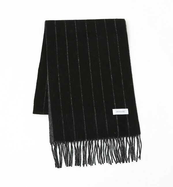 ABAHOUSE「【ウール&times;カシミヤ】細幅マフラー 30&times;170【ピンストライプ/チェック】」|マフラー|ブラック