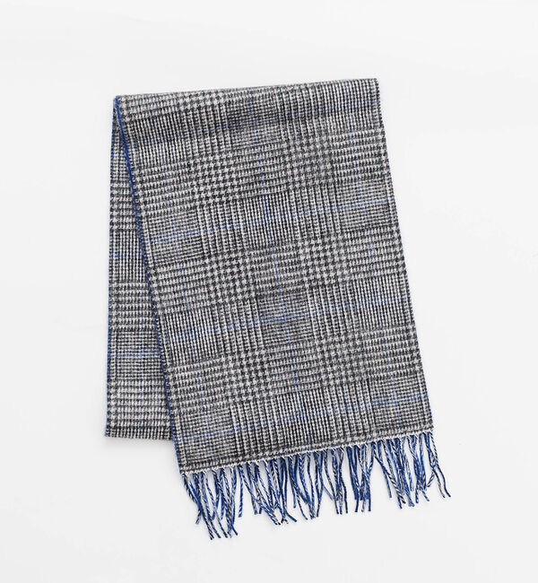 ABAHOUSE「【ウール&times;カシミヤ】細幅マフラー 30&times;170【ピンストライプ/チェック】」|マフラー|ブルー