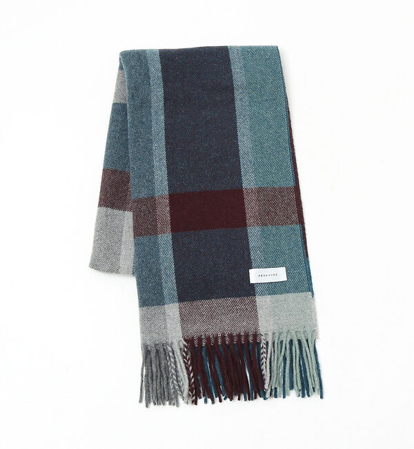 ABAHOUSE「イタリア製 ウール&times;カシミヤ チェック柄 マフラー 50&times;190」|マフラー|グリーン
