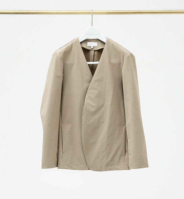 ABAHOUSE「【セットアップ対応】ハンティング ノーカラー カーディガン/ジャケット」|ノーカラージャケット|ベージュ