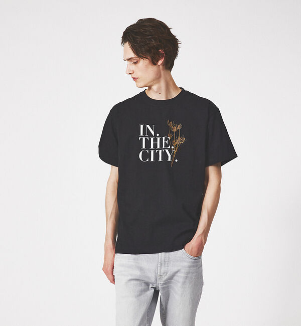 ABAHOUSE「【IN THE CITY】ドライフラワー 半袖 Tシャツ」|Tシャツ・カットソー|ブラック