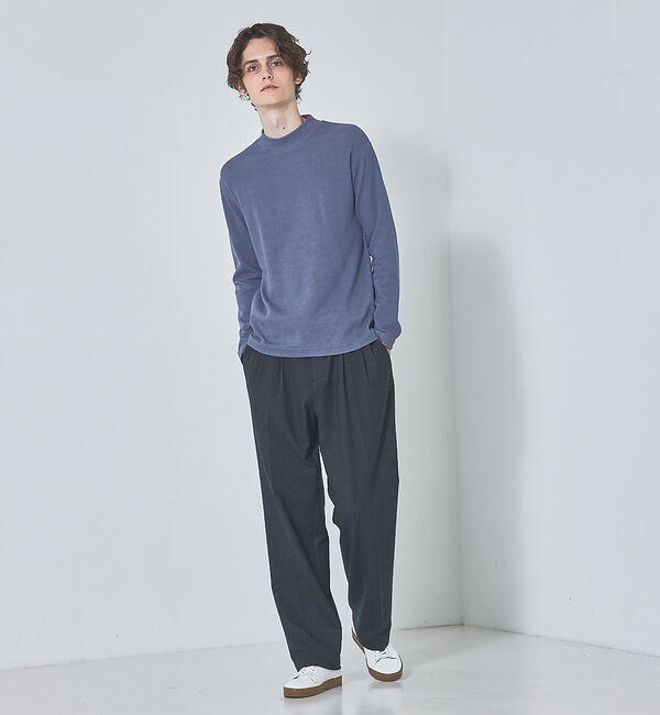 ABAHOUSE「【モックネック】ハリヌキ ストレッチ 長袖 Ｔシャツ」|Tシャツ・カットソー|ブルーグレー