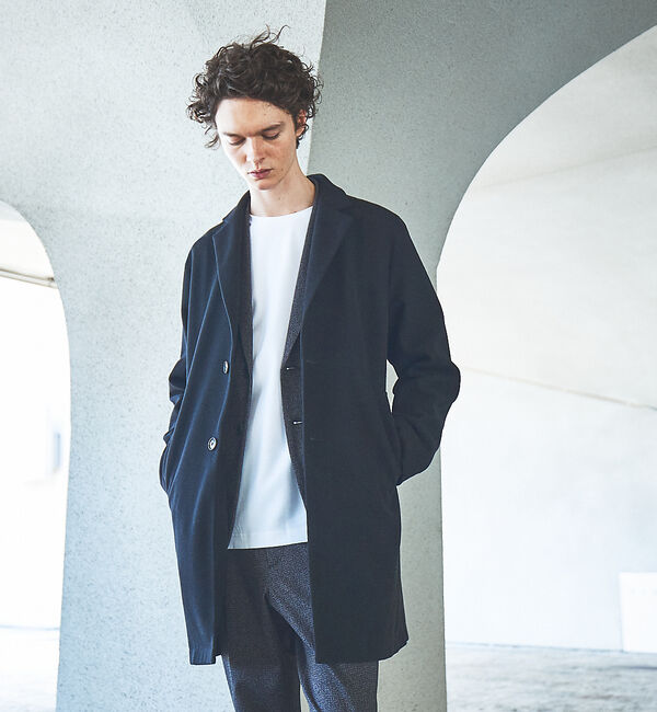 ABAHOUSE「ニットメルトン チェスターコート」|その他|ブラック