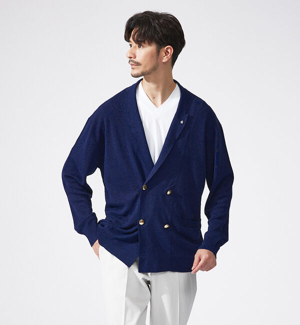 ABAHOUSE「リネンプレーティング ニットジャケット / サマージャケット」|その他|ネイビー