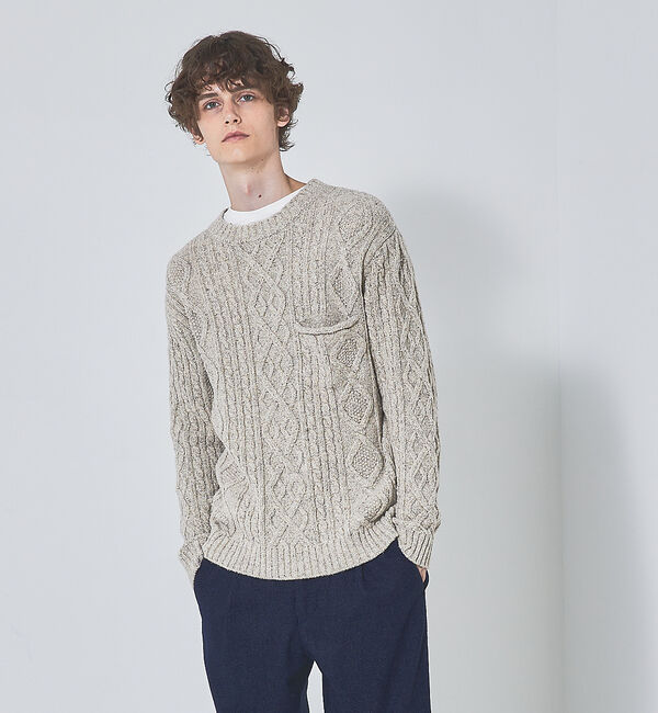 ABAHOUSE「【ECO PLANET】ケーブル編み プルオーバー ニット」|ニット・セーター|アイボリー