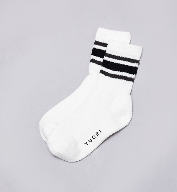 ABAHOUSE「【YUQRI】puff pile short crew＆line crew /」|ソックス|ホワイト系その他1