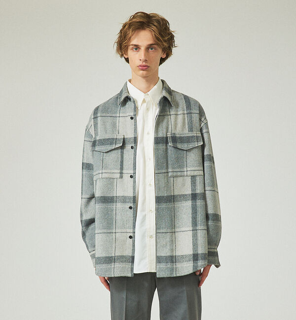 ABAHOUSE「【シャギー素材】ネルチェック オーバーサイズ CPOシャツ /シャツブルゾン」|ブルゾン・スタジャン|