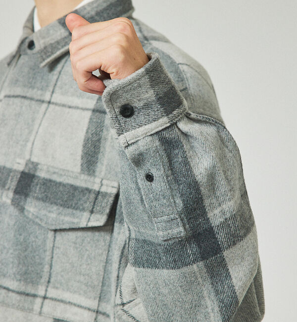 ABAHOUSE「【シャギー素材】ネルチェック オーバーサイズ CPOシャツ /シャツブルゾン」|ブルゾン・スタジャン|
