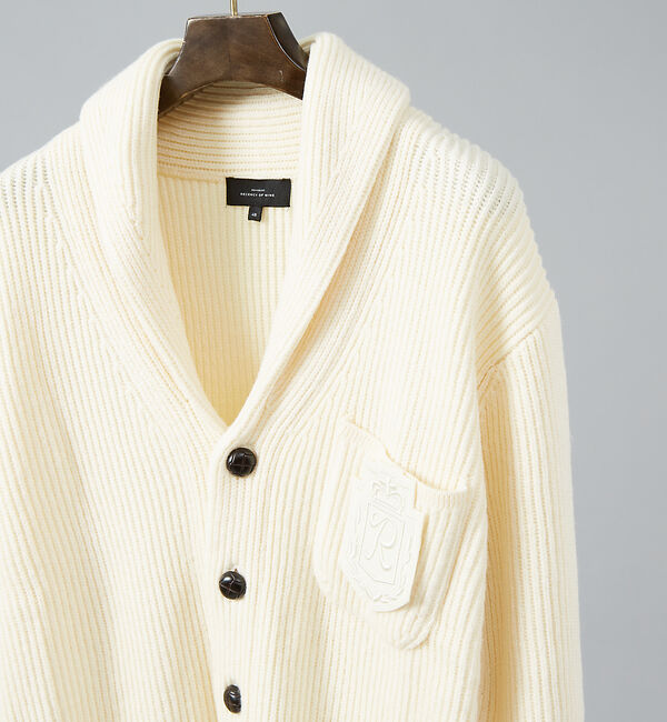 ABAHOUSE「【メランジ】畦編みショールカラーカーディガン」|カーディガン|アイボリー