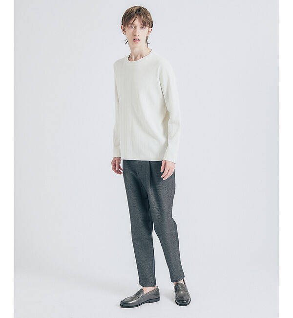 ABAHOUSE「ランダムストライプ 総針プルオーバーニット / クルーネック」|ニット・セーター|