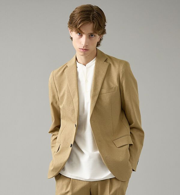 ABAHOUSE「【セットアップ対応】リネンライク ライトジャケット / 軽量 ストレッチ 手洗い」|テーラードジャケット|