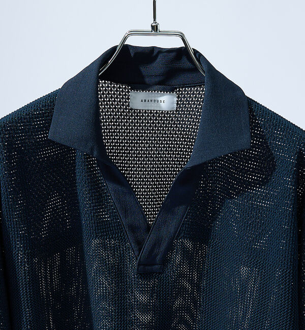 ABAHOUSE「スキッパー メッシュニット ポロシャツ」|ポロシャツ|