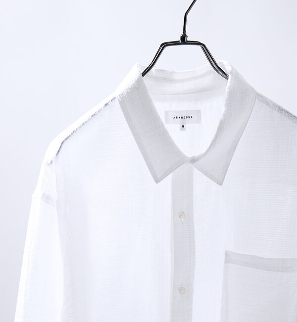 ABAHOUSE「スーパーシアー ラメドビー 半袖シャツ / オーバーサイズ」|シャツ・ブラウス|ホワイト