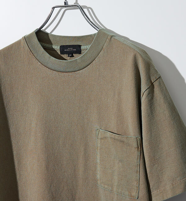 ABAHOUSE「【シャンブレー加工】ポケットＴシャツ / 製品染めＴシャツ」|Tシャツ・カットソー|カーキ