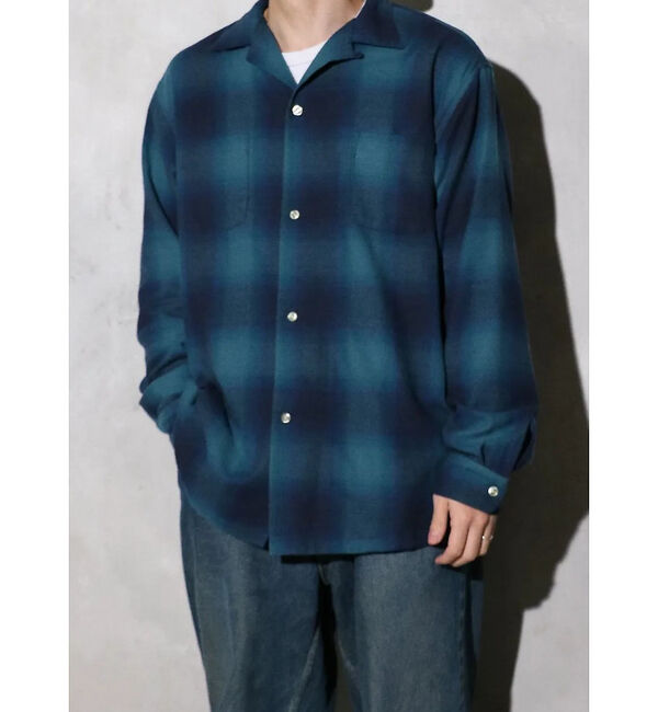 ABAHOUSE「【TOWNCRAFT 】60&lsquo;SLOOP COLLAR NEL OMBRE SH」|シャツ・ブラウス|ブルー