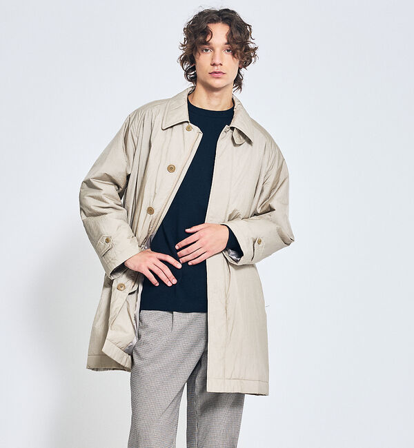 ABAHOUSE「ワッシャーナイロン 中綿パデットコート / Padded Half Coat /」|ステンカラーコート|