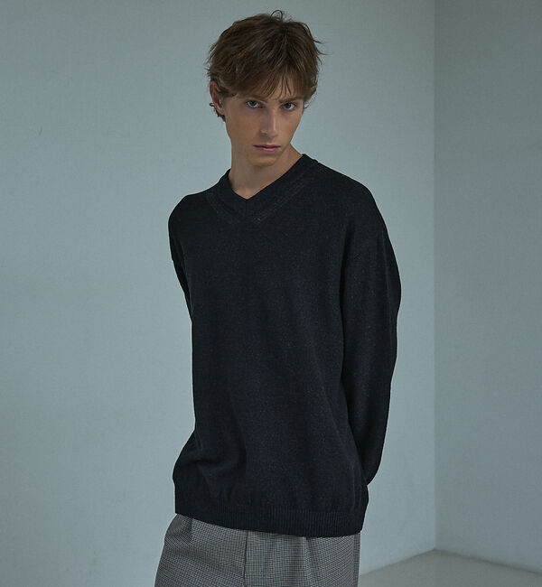 ABAHOUSE「WOOL MIX ブークレーＶネックニット」|ニット・セーター|
